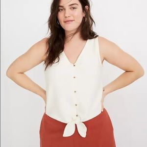 Madewell Texture & Thread Button-Front Tie Top